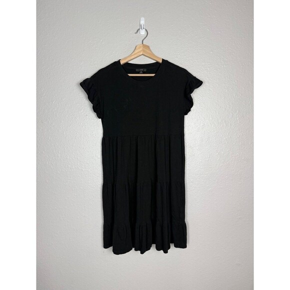 J Crew Black Tiered Mini Shift Dress XS - Picture 2 of 6